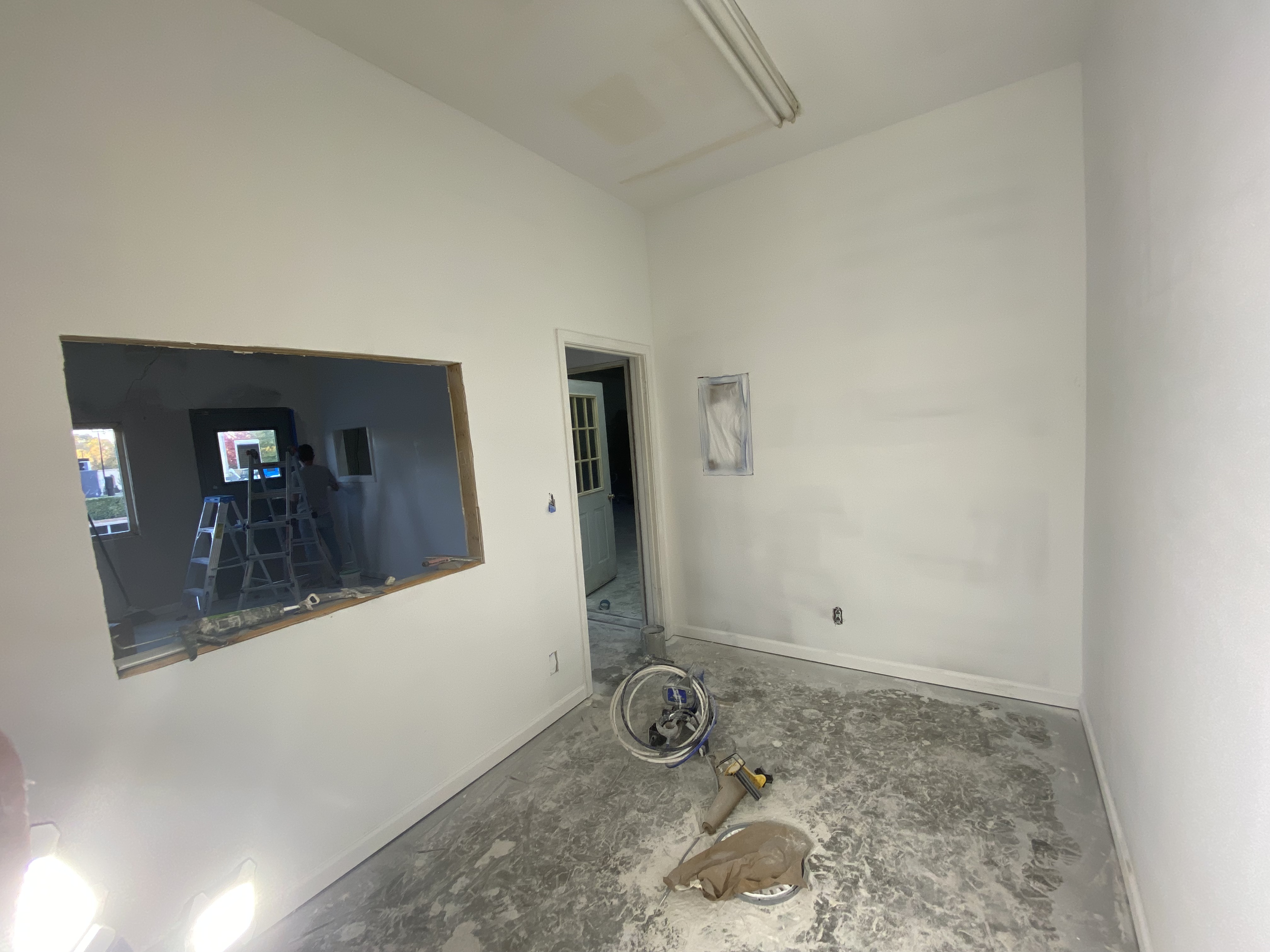 Drywall opening framed for window