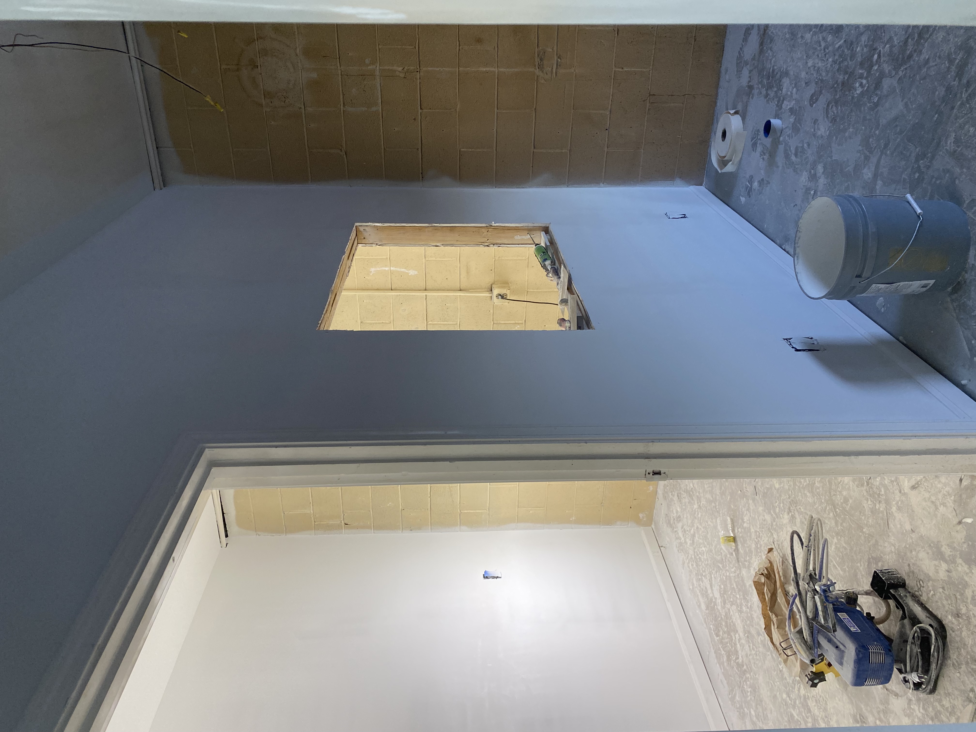 Interior wall painting in progress